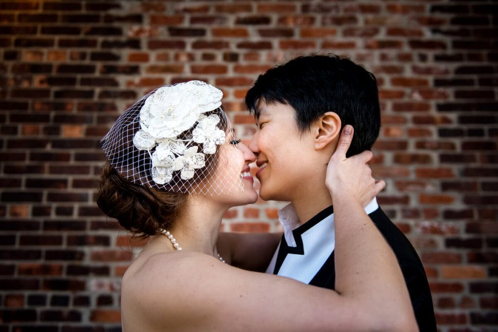 wedding couple kiss photo