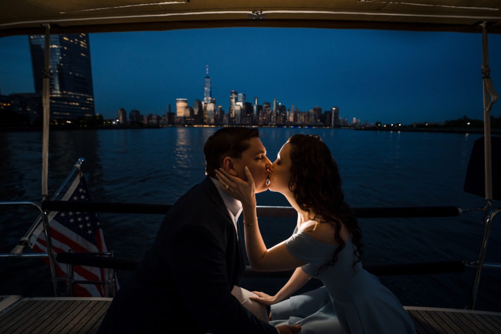 Night Proposal Photo on a boat - Electric Love Studios