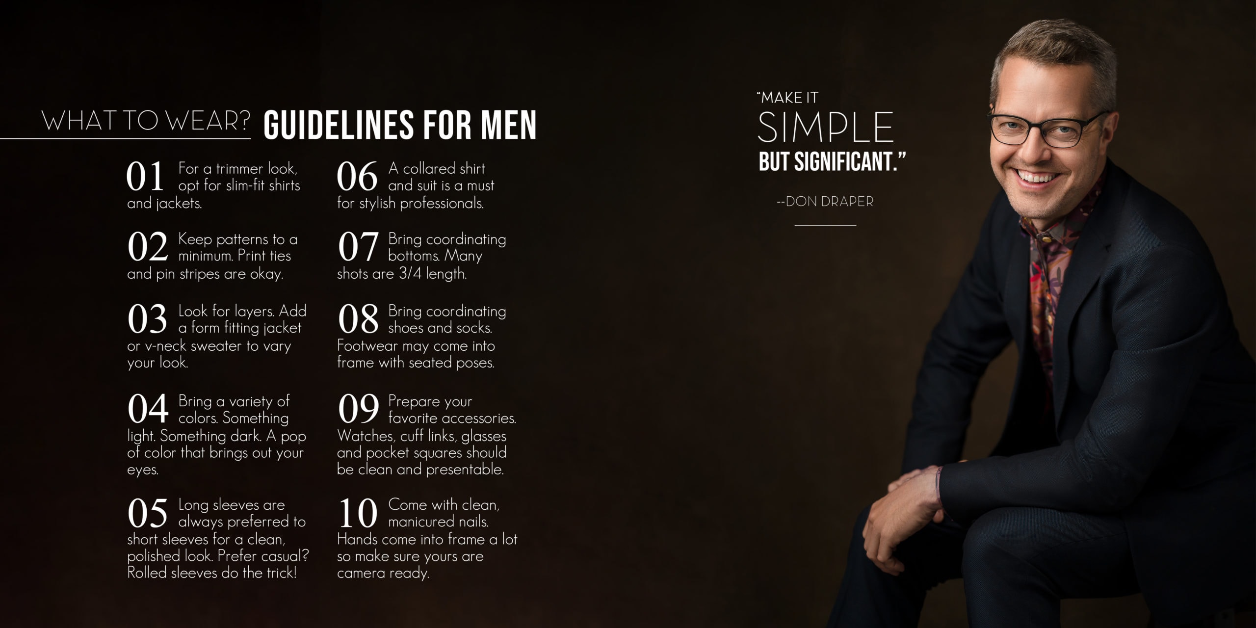 Men's What to Wear guide for headshots
