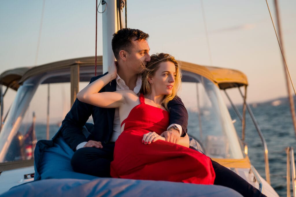 Couples portraits on a boat